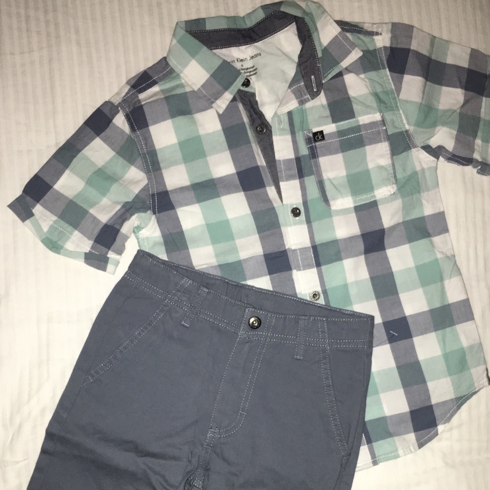 Calvin Klein Boys shirt and shorts set.